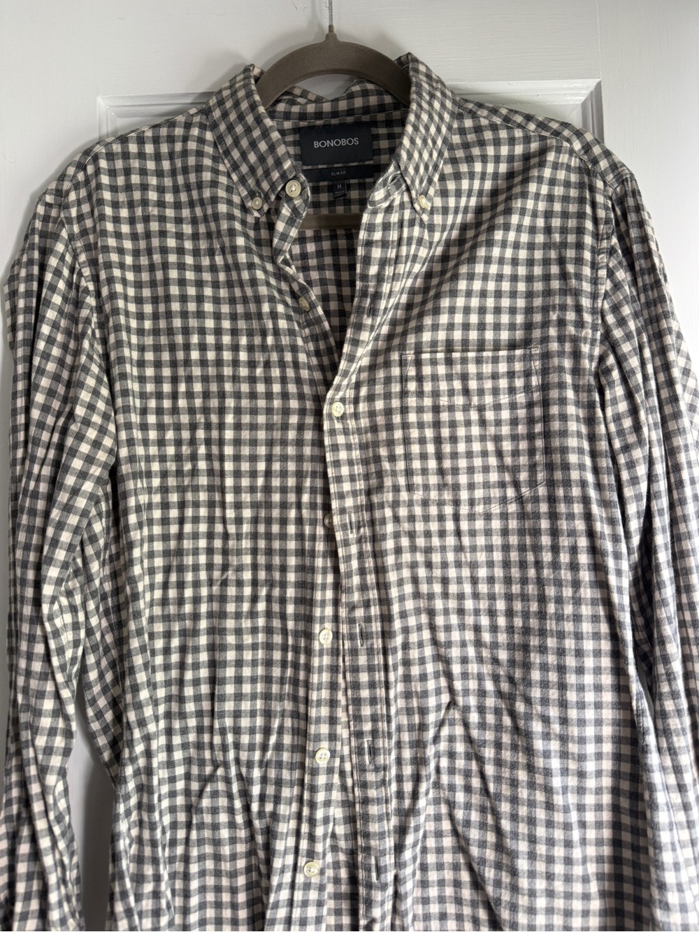 Bonobos Gray & White Check Button-Down Shirt